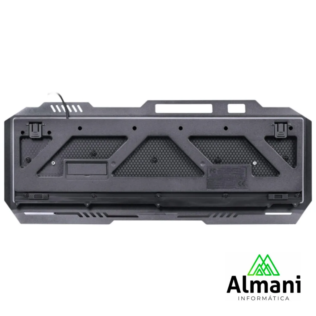 TECLADO GAMER SHIELD ABNT2 MULTIMIDIA LED AZUL 1.8 METROS USB TOPO EM METAL SENSACAO MECANICA - GT600
