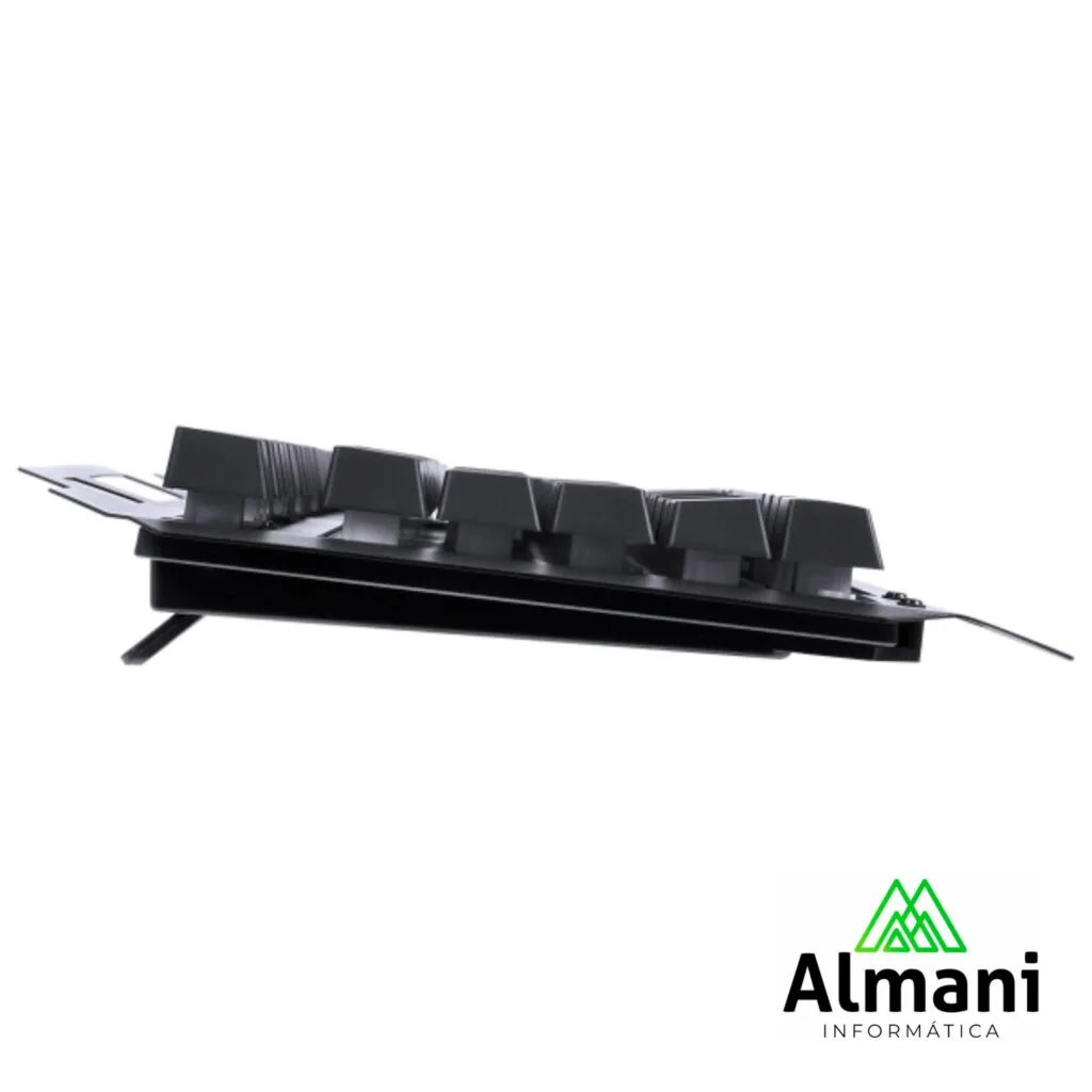 TECLADO GAMER SHIELD ABNT2 MULTIMIDIA LED AZUL 1.8 METROS USB TOPO EM METAL SENSACAO MECANICA - GT600